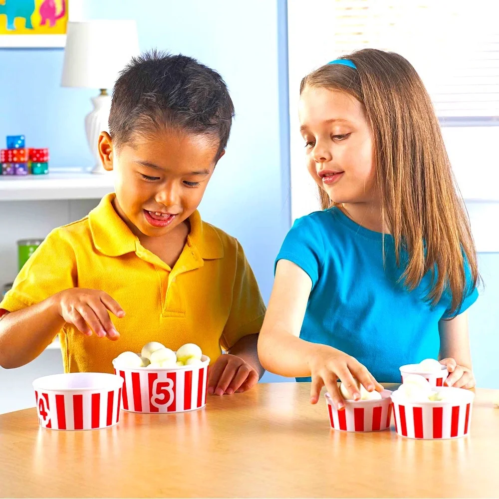 Popcorn stacking and counting toy. Popcorn bowls only 1-5